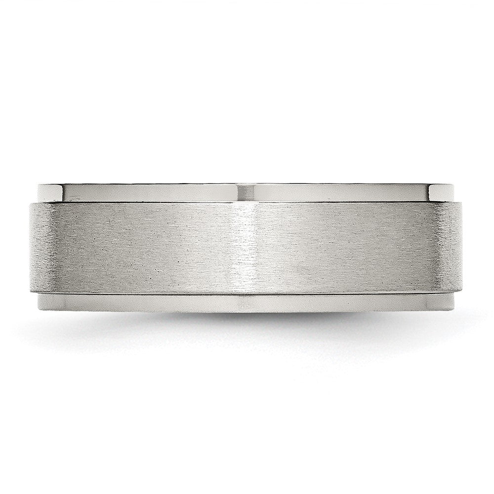 Stainless Steel Polished w/Brushed Center 7mm Ridged Edge Band