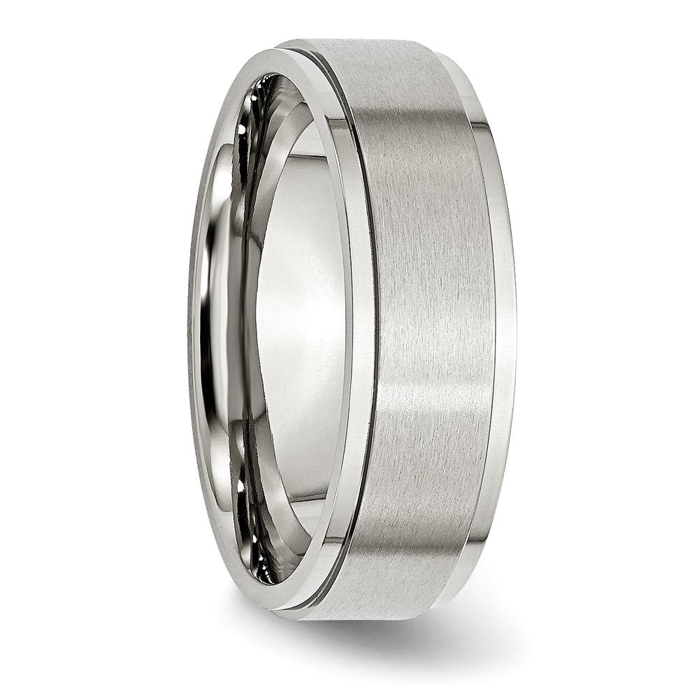 Stainless Steel Polished w/Brushed Center 7mm Ridged Edge Band