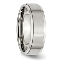 Stainless Steel Polished w/Brushed Center 7mm Ridged Edge Band