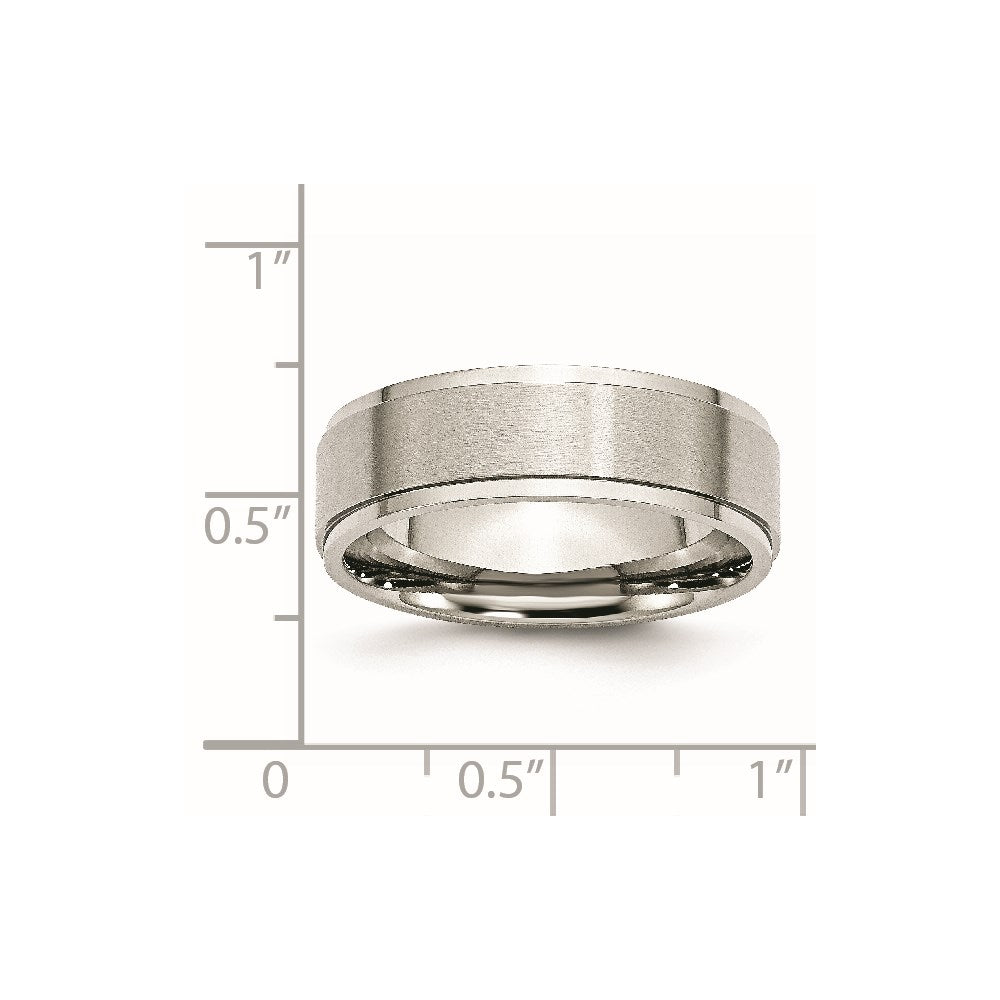 Stainless Steel Polished w/Brushed Center 7mm Ridged Edge Band