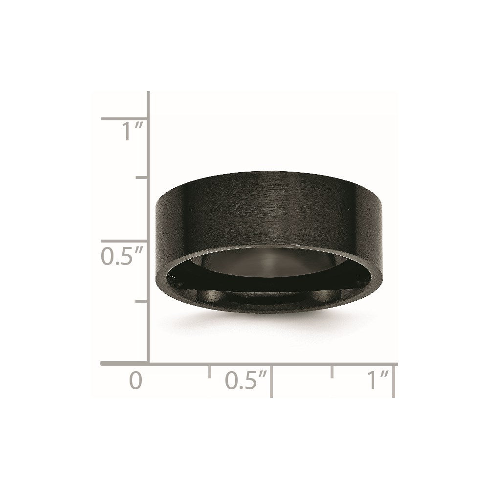 Stainless Steel Brushed Black IP-plated 8mm Flat Band