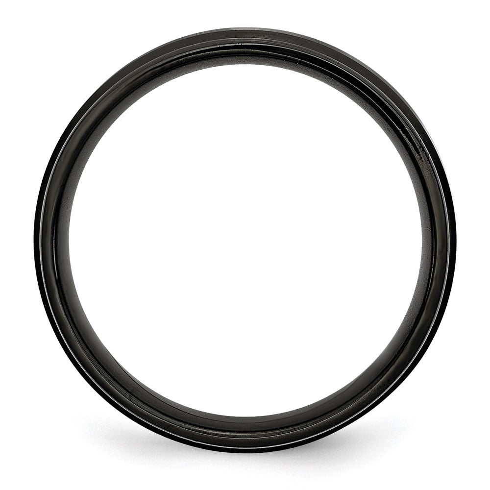 Stainless Steel 6mm Black IP-plated Brushed Center/Polished Edges Band