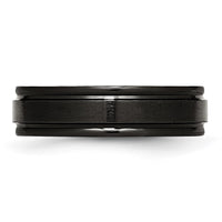 Stainless Steel 6mm Black IP-plated Brushed Center/Polished Edges Band