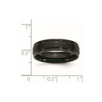 Stainless Steel 6mm Black IP-plated Brushed Center/Polished Edges Band