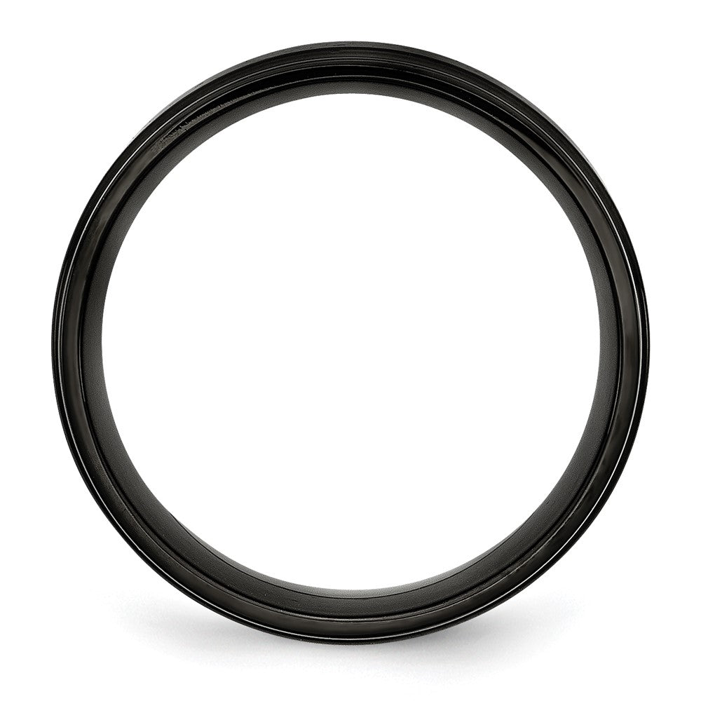 Stainless Steel Polished w/Brushed Center Black IP-plated 8mm Band