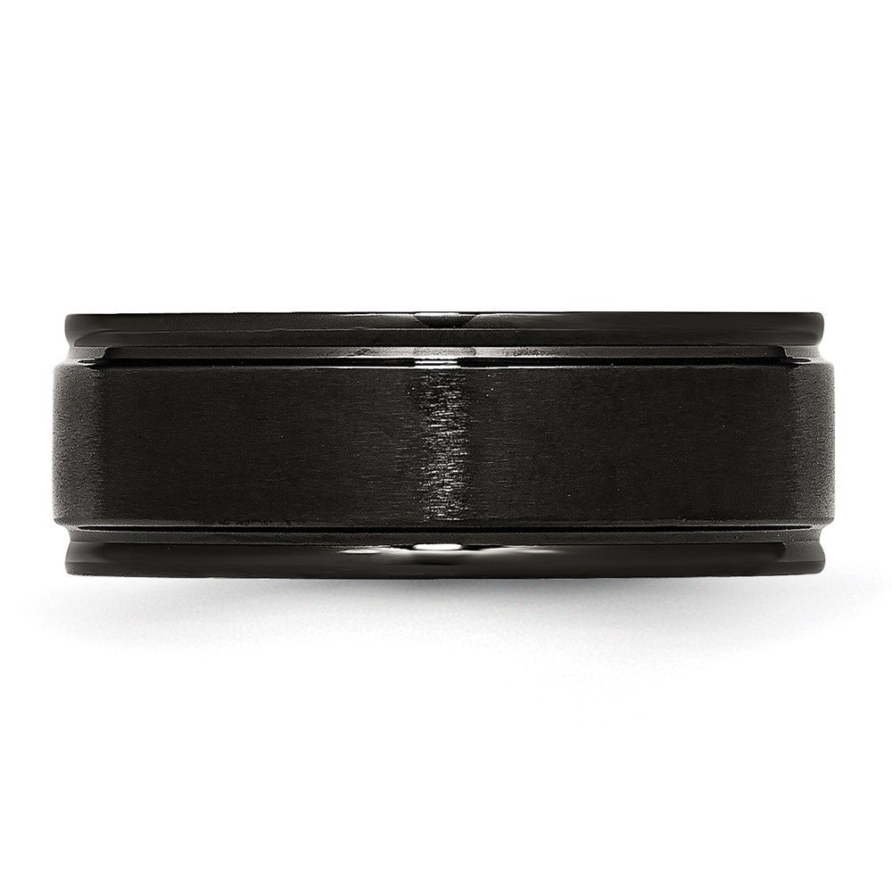Stainless Steel Polished w/Brushed Center Black IP-plated 8mm Band