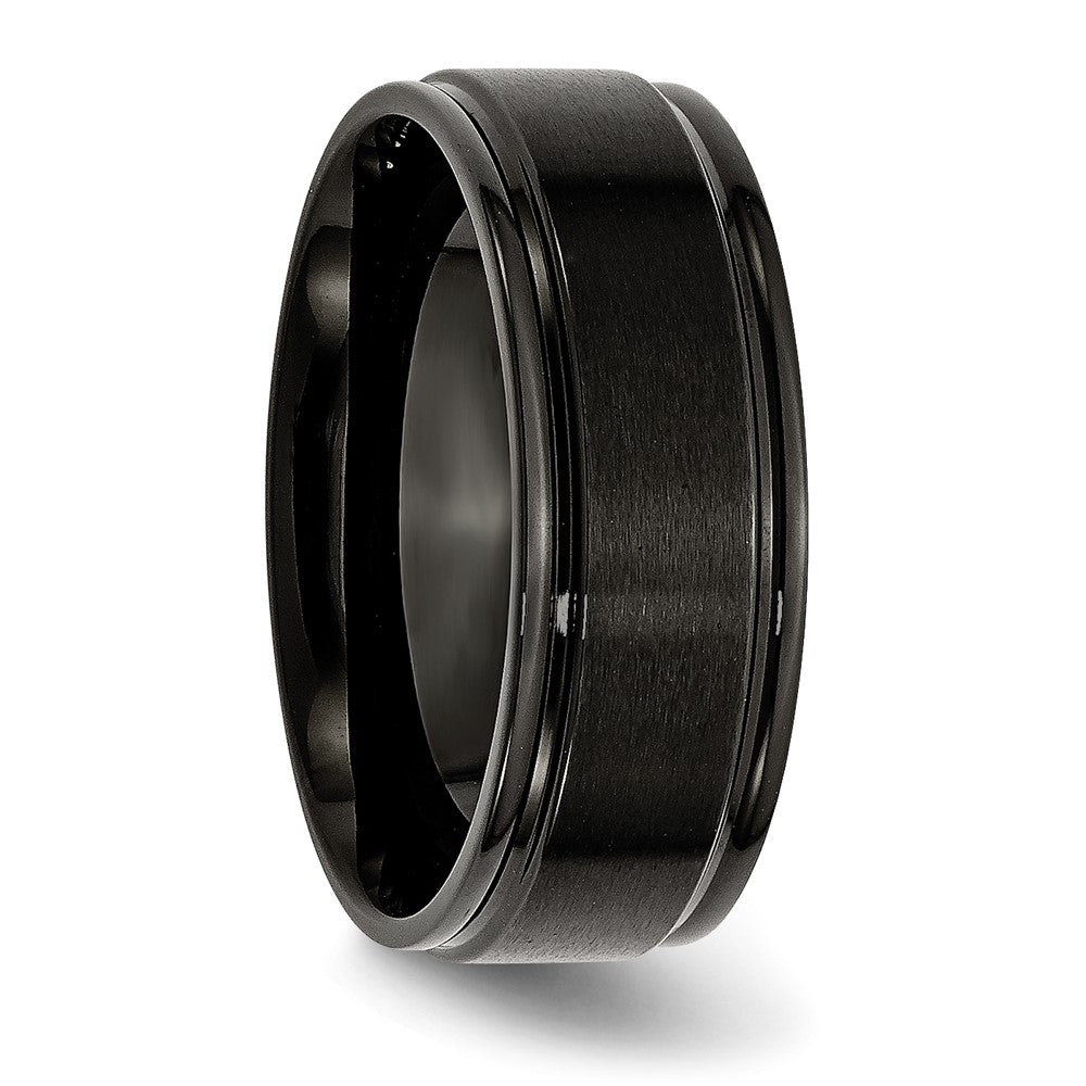 Stainless Steel Polished w/Brushed Center Black IP-plated 8mm Band