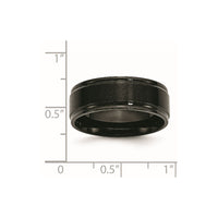 Stainless Steel Polished w/Brushed Center Black IP-plated 8mm Band