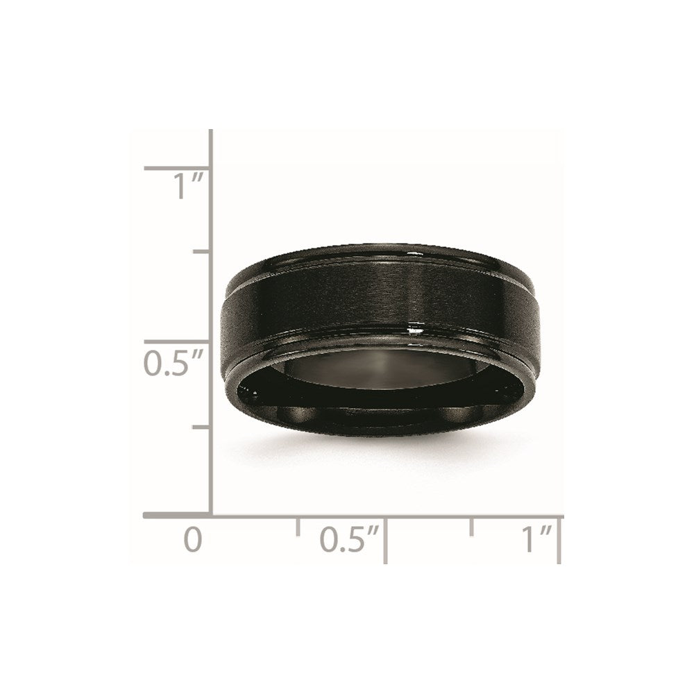 Stainless Steel Polished w/Brushed Center Black IP-plated 8mm Band