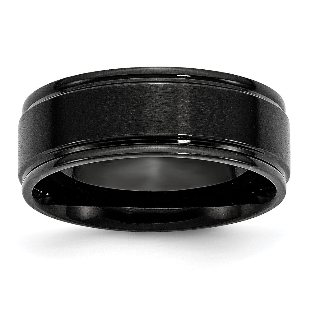 Stainless Steel Polished w/Brushed Center Black IP-plated 8mm Band