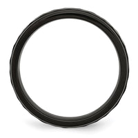 Stainless Steel Polished and Hammered Black IP-plated 7mm Band