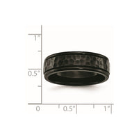 Stainless Steel Polished and Hammered Black IP-plated 7mm Band