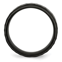 Stainless Steel Polished/Hammered Black IP-plated 8mm Beveled Edge Band