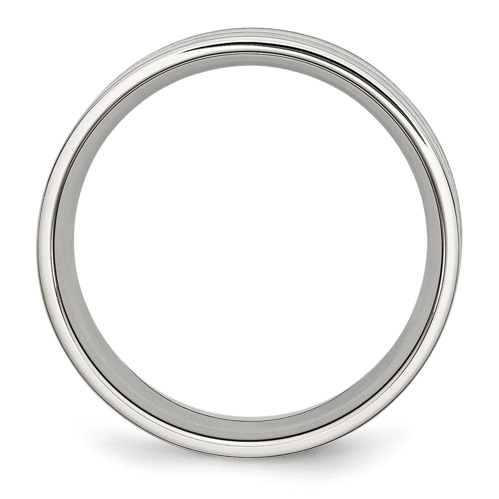 Stainless Steel Polished Double Row Black Carbon Fiber Inlay 8mm Band