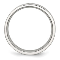 Stainless Steel Polished Double Row Black Carbon Fiber Inlay 6mm Band