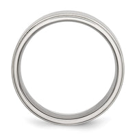 Stainless Steel Polished w/Brushed Center 8mm Ridged Edge Band