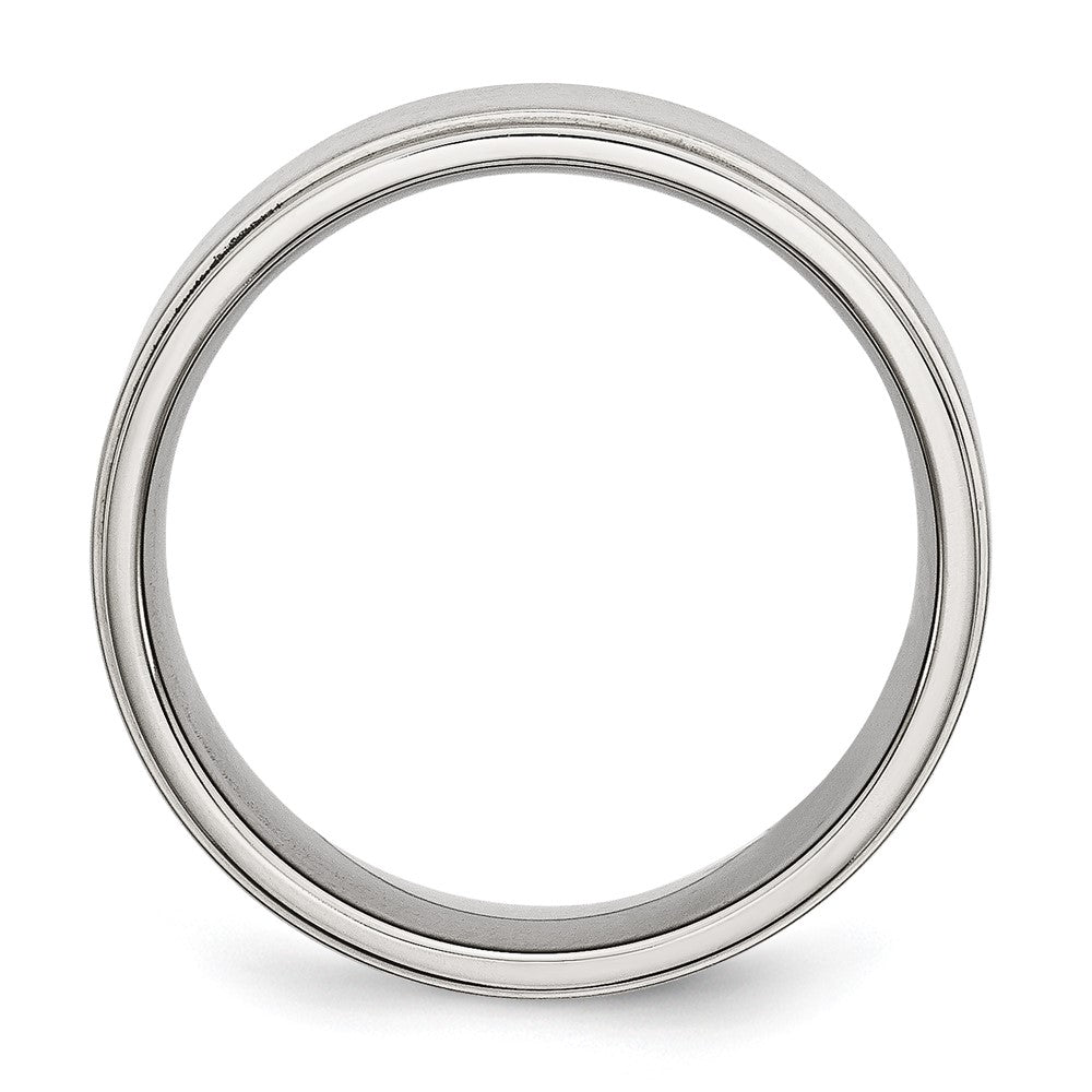 Stainless Steel Polished w/Brushed Center 8mm Ridged Edge Band
