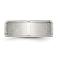 Stainless Steel Polished w/Brushed Center 8mm Ridged Edge Band