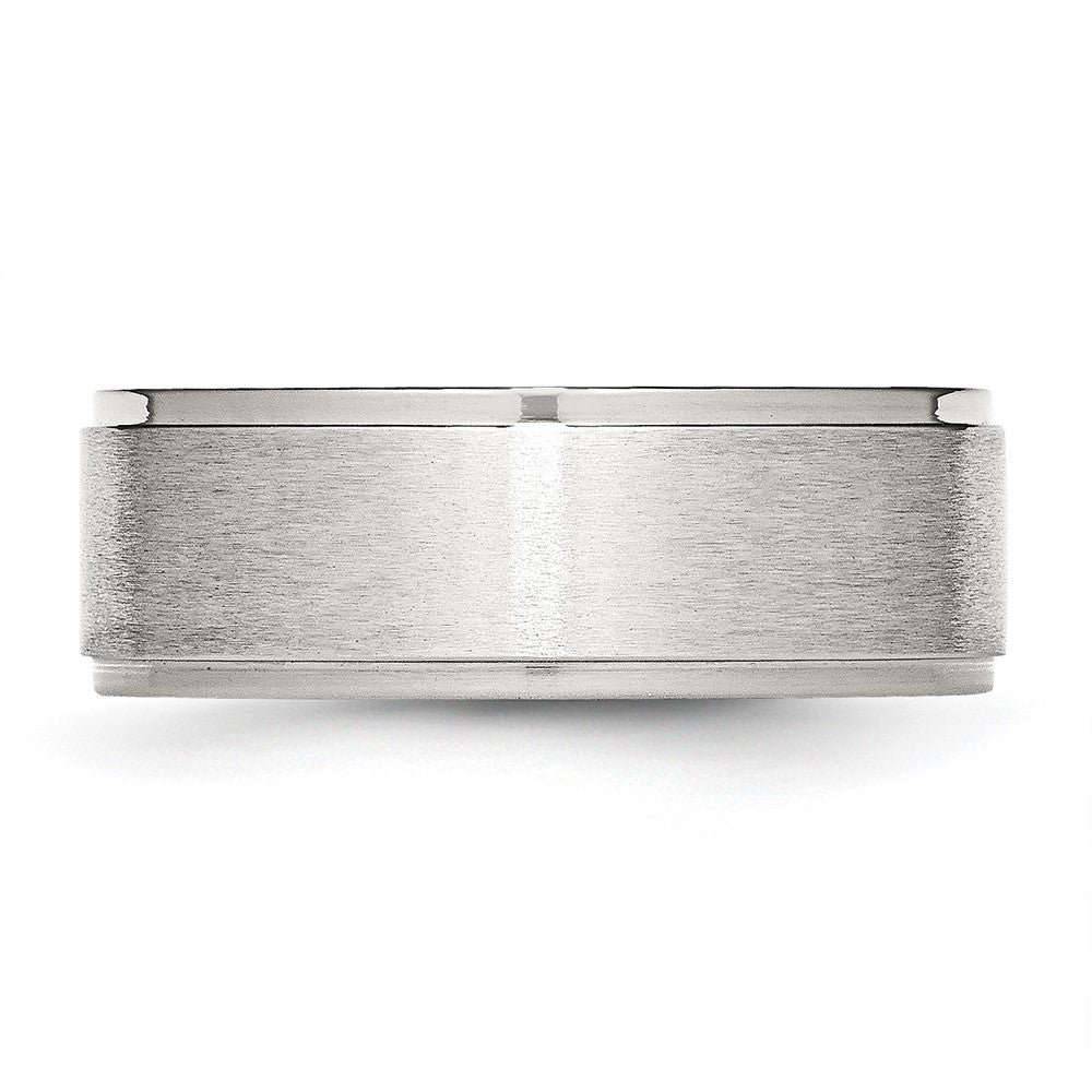 Stainless Steel Polished w/Brushed Center 8mm Ridged Edge Band