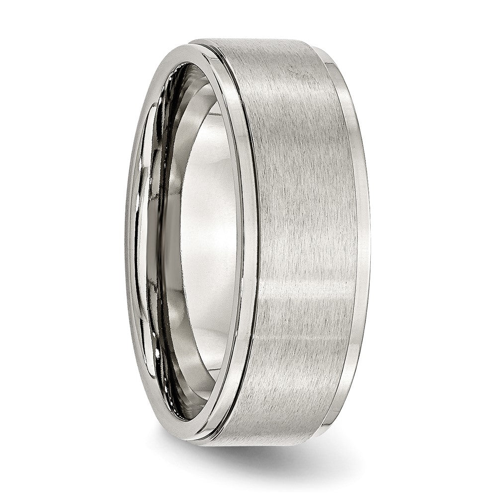 Stainless Steel Polished w/Brushed Center 8mm Ridged Edge Band