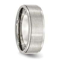 Stainless Steel Polished w/Brushed Center 8mm Ridged Edge Band