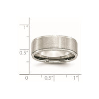 Stainless Steel Polished w/Brushed Center 8mm Ridged Edge Band