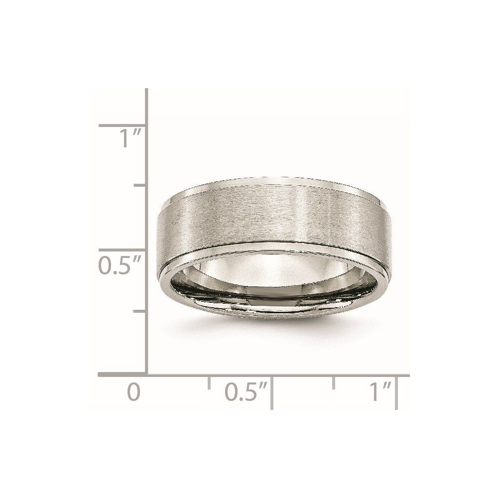 Stainless Steel Polished w/Brushed Center 8mm Ridged Edge Band