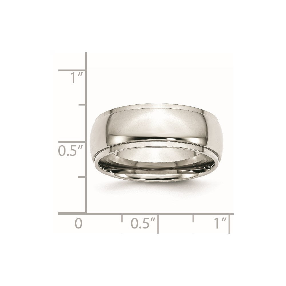 Stainless Steel Polished 8mm Ridged Edge Band