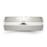 Stainless Steel with Sterling Silver Inlay Polished 8mm Band