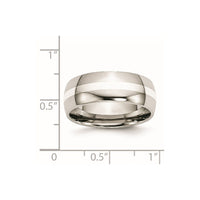 Stainless Steel with Sterling Silver Inlay Polished 8mm Band