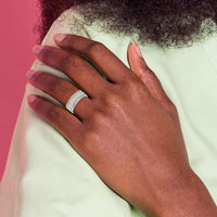 Stainless Steel Polished and Textured 9mm Rounded Edge Ring