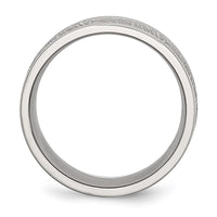 Stainless Steel Polished and Textured 9mm Rounded Edge Ring