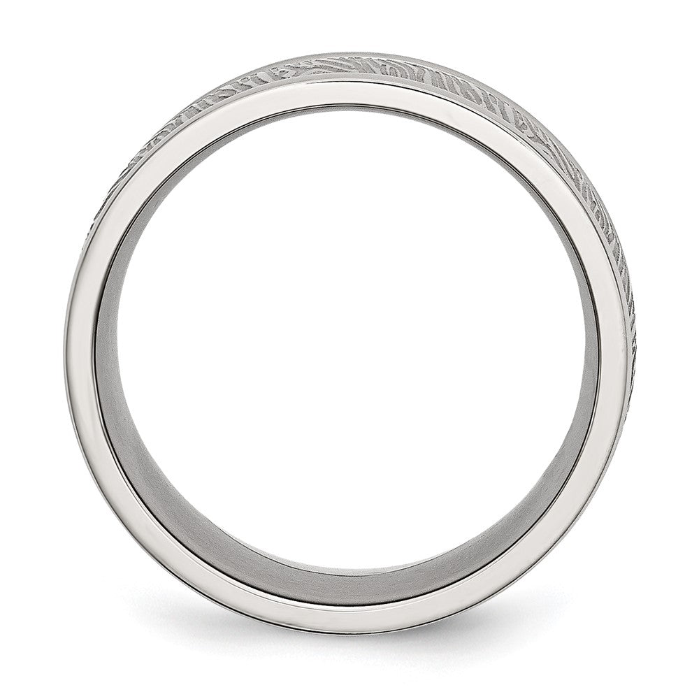Stainless Steel Polished and Textured 9mm Rounded Edge Ring