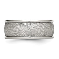 Stainless Steel Polished and Textured 9mm Rounded Edge Ring