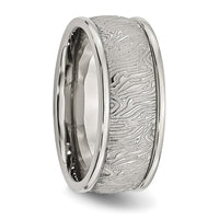 Stainless Steel Polished and Textured 9mm Rounded Edge Ring