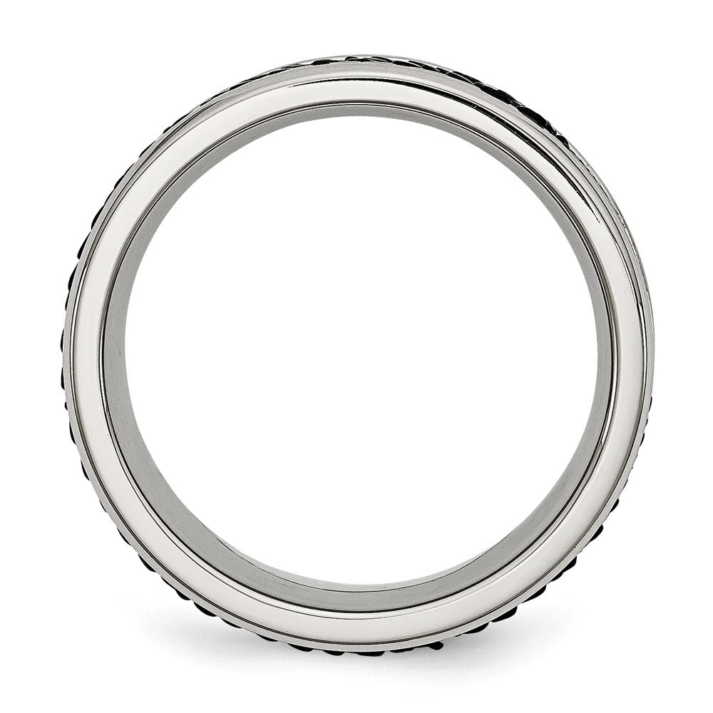 Stainless Steel Polished Grooved/Genuine Stingray Textured 8mm Band