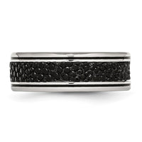 Stainless Steel Polished Grooved/Genuine Stingray Textured 8mm Band