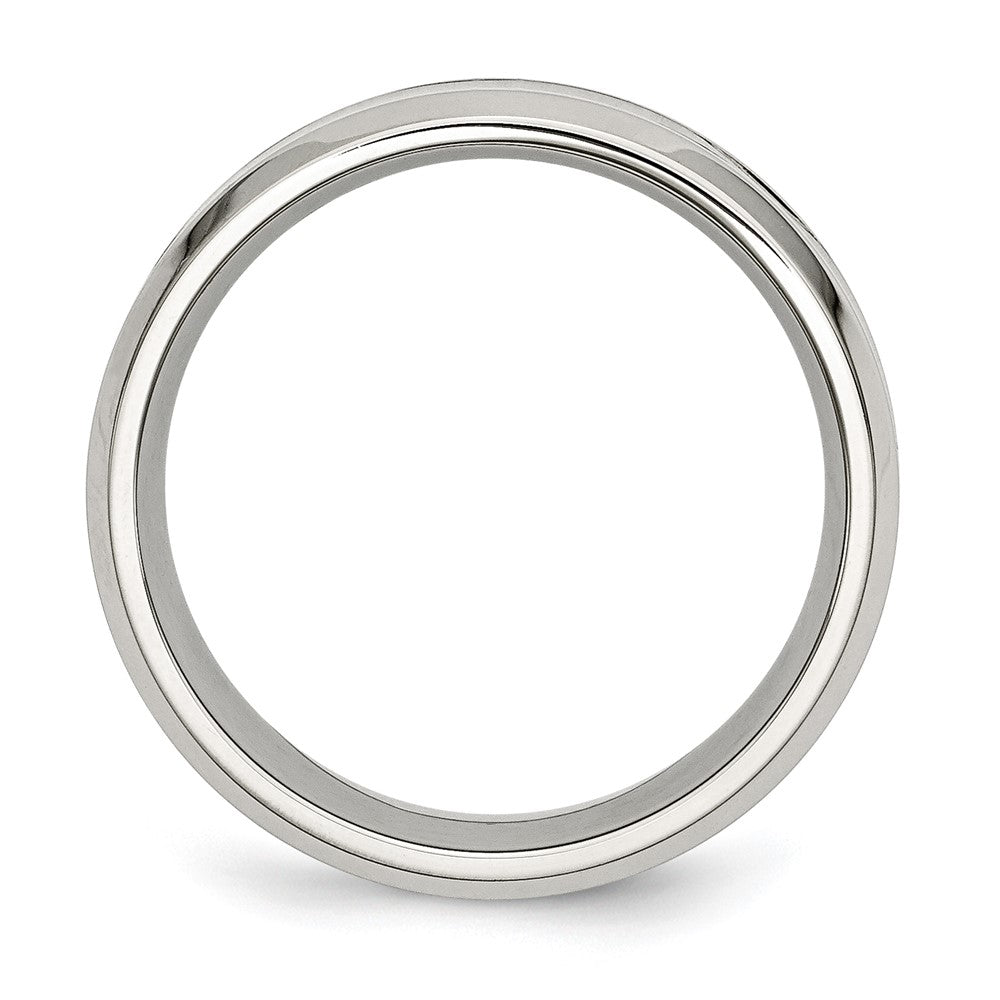 Stainless Steel Polished w/Koa Wood Inlay Enameled 8mm Band