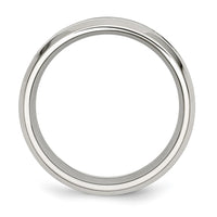 Stainless Steel Polished w/Koa Wood Inlay Enameled 8mm Band