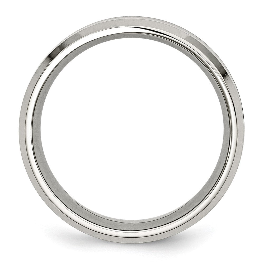 Stainless Steel Polished Red Koa Wood Inlay Enameled 8mm Band