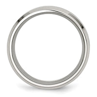 Stainless Steel Polished Red Koa Wood Inlay Enameled 8mm Band