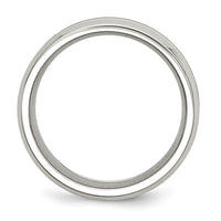 Stainless Steel Polished Brown Koa Wood Inlay Enameled 8mm Band