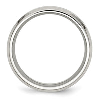 Stainless Steel Polished Black Koa Wood Inlay Enameled 8mm Band
