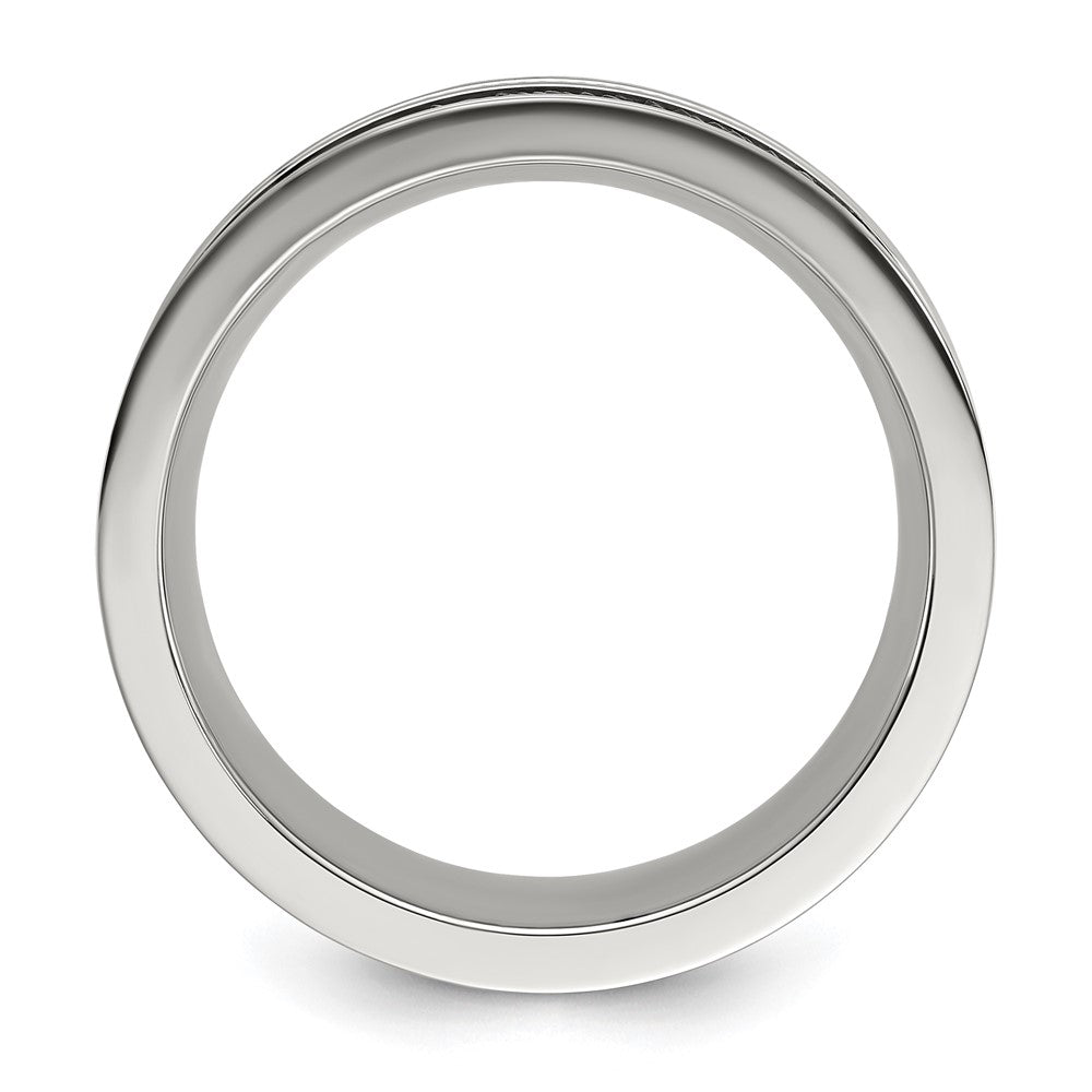 Stainless Steel Polished Genuine Stingray Textured 8mm Band