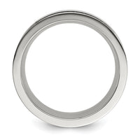 Stainless Steel Polished Genuine Stingray Textured 8mm Band