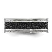 Stainless Steel Polished Genuine Stingray Textured 8mm Band