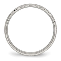 Stainless Steel Polished Satin Center Criss Cross Design 5mm Grooved Band