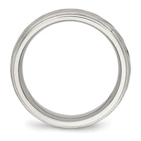 Stainless Steel Polished w/Brushed Center 7mm Grooved Band