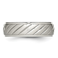 Stainless Steel Polished w/Brushed Center 7mm Grooved Band