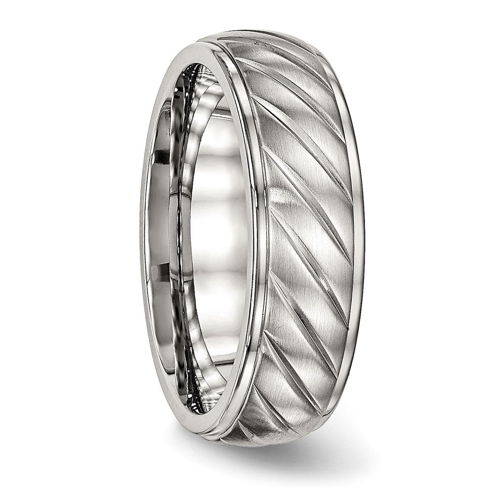 Stainless Steel Polished w/Brushed Center 7mm Grooved Band